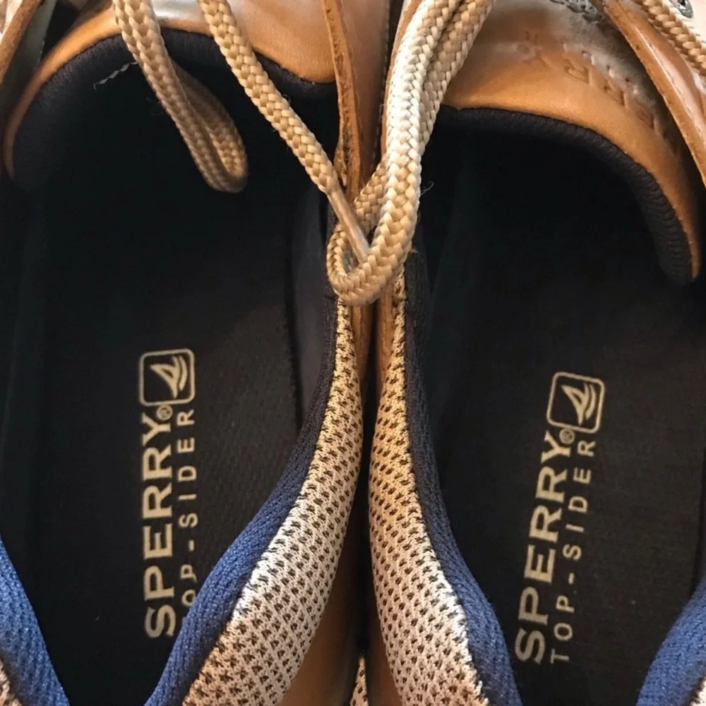 y2k NWT Sperry Top-Sider Keel 3 Eye Linen Leather Loafer Boat‎ Shoes sz 11 Vtg